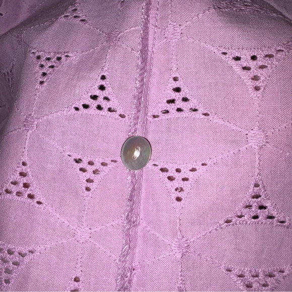 2 pc Susan Graver Lilac Adjustable 3/4 Sleeve Eyelet Embroidery Top and Tank - Picture 10 of 12